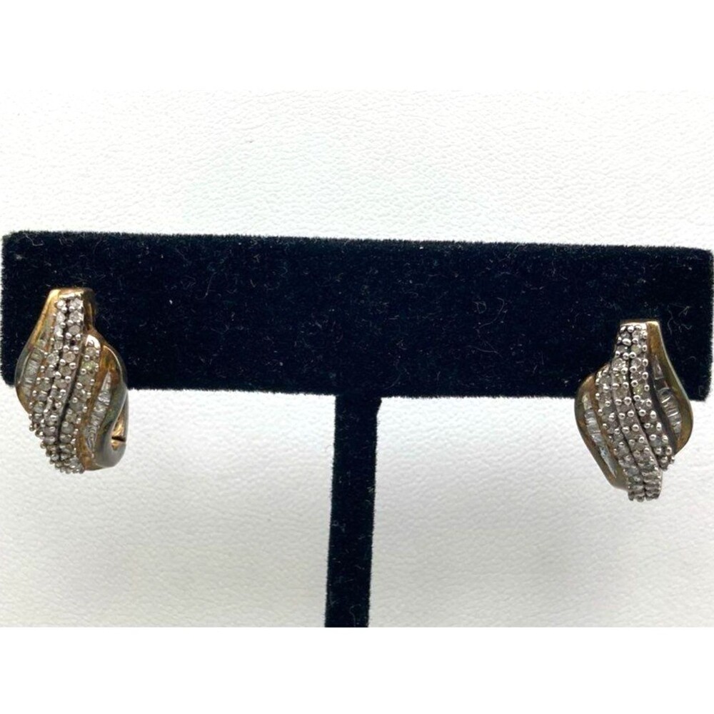Vintage OTC International Gold Vermeil Studded Drop Diamonds Earrings